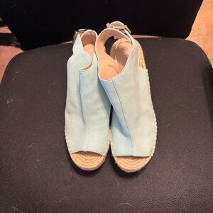 Kenneth Cole Suede "Olivia" Wedge Espedrille.  Ice blue.  Size 9.  Barely worn.